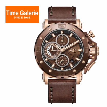 Alexandre Christie ALCW9205MCLROBO 47MM Black Leather Strap Men Chronograph Watch